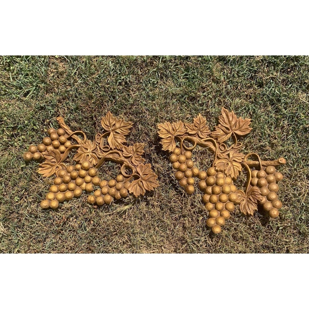 Vintage Miller Studio Grapevine Set of 2 Wall Hanging Plaques Metallic 1974